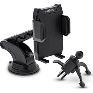 InLine InLine® Smartphone Windshield Car holder with suction cup or for ventilation grille, ONE CLICK EASY II, universal