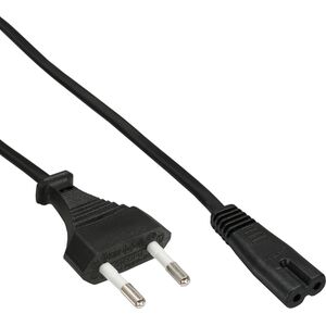 Kabel zasilający InLine Inline® power cable, Italy CEE7/16 plug to Euro 8 C7 plug, black, 1.8m