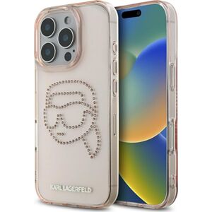 Etui Karl Lagerfeld IML Rhinestones Karl  Head do iPhone 16 Pro różowy