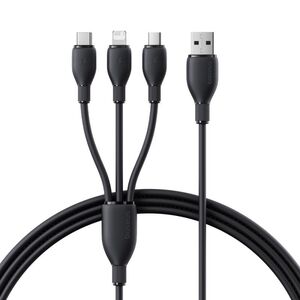 Baseus Ultra-Fast One-for-Three Fast Charging Cable USB-A to M+L+C 3.5A 0.8m Cosmic Black 6932172679590