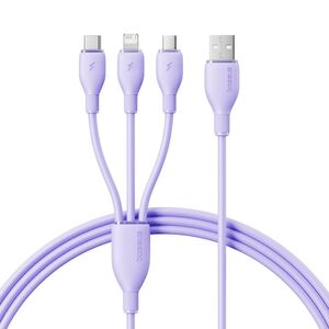 Baseus Ultra-Fast One-for-Three Fast Charging Cable USB-A to M+L+C 3.5A 1.3m Nebula Purple 6932172679606