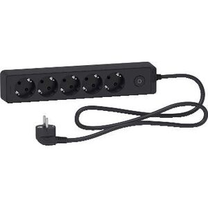 SCHNEIDER ELECTRIC UNICA EXTEND - SCHUKO TRAILING LEAD - 5 OUTLETS - ANTHRACITE