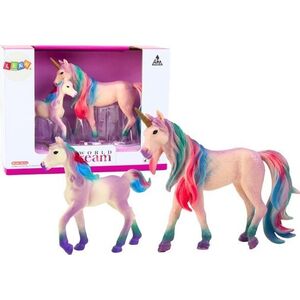 Figurka LeanToys Figurki Kolekcjonerskie Jednorożec z Małym Fioletowy 2 El