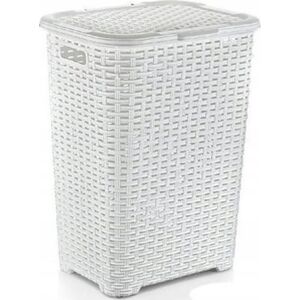 Kosz na biel.RATTAN 60l-biały 435x337x602 mm