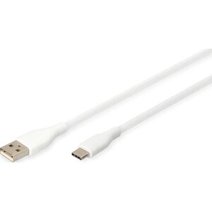 Καλώδιο USB Digitus Digitus USB-A > USB-C 2.0 (ST-ST) 0,5m Καλώδιο φόρτισης Σιλικόνης 60W Λευκό