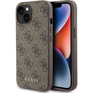 Guess Guess GUHCP15SG4GFBR iPhone 15 6.1" brązowy/brown hard case 4G Metal Gold Logo