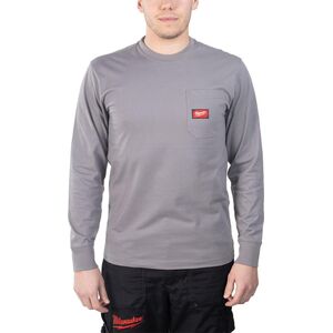 Milwaukee MILWAUKEE T-SHIRT Z KIESZONKĄ Z DŁUGIM RĘKAWEM - JASNOSZARY WTLSGR-S