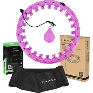 HMS ZESTAW HULA HOP HHW12 VIOLET Z WYPUSTKAMI I OBCIĄŻNIKIEM HMS + PAS BR163 BLACK PLUS SIZE