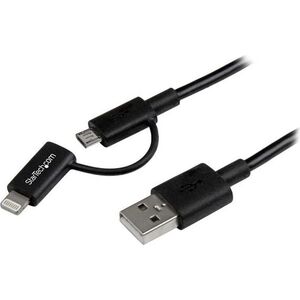 Kabel USB StarTech USB-A - microUSB + Lightning 1 m Czarny (LTUB1MBK)