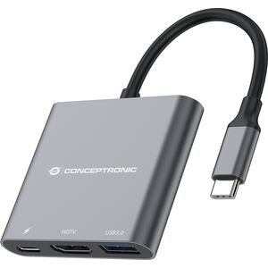 Adapter USB Conceptronic CONCEPTRONIC Adapter USB-C -> HDMI,2xUSB3.0,PD,SD   0.15m