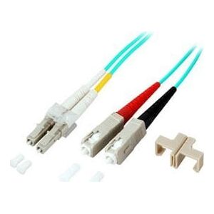 EFB EFB LWL Kabel Duplex Jumper LC-SC 50/125 OM3 3 Meter LSZH Halogenfrei aqua 2.0mm geprueft mit Messprotokoll