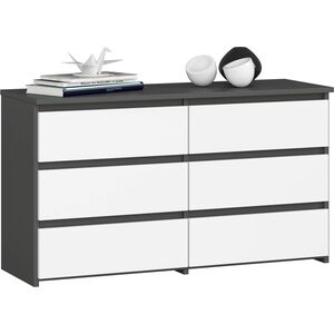 Fabryka Mebli Akord Komoda do salonu CL 100 cm 6 szuflad klasyczna - grafit szary biała