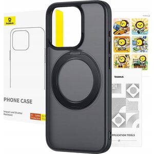 Baseus Etui Baseus SkyRing Magnetic ze stojakiem dla iP 14 Pro Max + szkło hartowane i zestaw czyszczący (czarny)