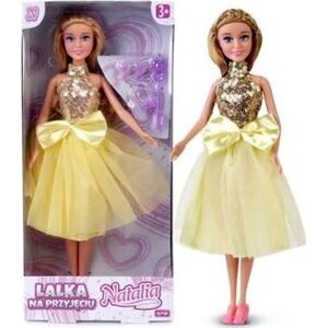Artyk Lalka Natalia 29cm w żółtej sukience 121999  lalka w sukni balowej, korale, klipsy, różdżka, buty
