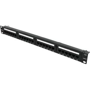 Terminal sieciowy Deltaco DELTACO 19 "komutacinė panelė, 24xRJ45, Cat6, UTP, 1U, 10Gbps, metalinė, juoda / PAN-112