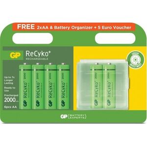 GP GP Μπαταρίες ReCyko+ AA Επαναφορτιζόμενες Μπαταρίες 2000 mAh - συσκευασία 6