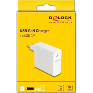 Φορτιστής DeLOCK DeLOCK USB GaN 1x USB-C, 140 Watt (λευκό, PD 3.1)
