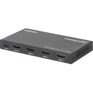 MANHATTAN 4K60Hz 3-Port HDMI-Switch Zum Umschalten zwischen drei HDMI-Eing�ngen auf einem HDMI-Ausgang 3x1 18G IR Fernbedienung