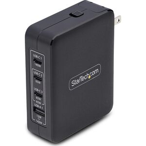 STARTECH.COM 140W USB-C-Wandladeger�t 3x USB-C/1x USB-A PD 3.1 Internationaler GaN-Ladeger�t fur MacBook/Dell XPS/Inspiron