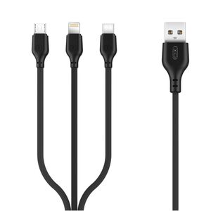 XO cable NB103 3in1 USB - Lightning + USB-C + microUSB 1,0 m 2,1A black 6920680862689