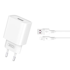 XO wall charger CE02D QC 3.0 18W 1x USB white + Lightning cable 6920680808359