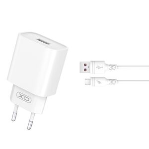 XO wall charger CE02D QC 3.0 18W 1x USB white + microUSB cable 6920680808366