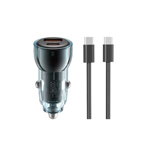 XO car charger CC60 60W 1x USB 1x USB-C blue + USB-C - USB-C cable 6920680854110