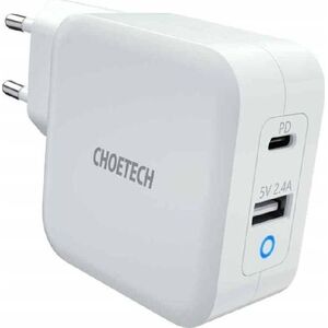 Ładowarka Choetech PD8002 1x USB-A 1x USB-C 3 A (PD8002 WHITE)