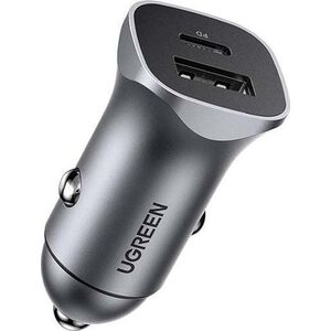 Ładowarka Ugreen Ładowarka samochodowa UGREEN CD130, USB-A+PD 3.0, USB-C, QC3.0 30W (szara)