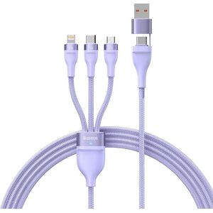 Kabel USB Baseus USB-A + USB-C - USB-C + microUSB + Lightning 1.2 m Fioletowy (CASS030105)