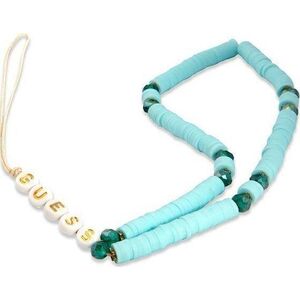 Guess Guess zawieszka GUSTPEARP Phone Strap niebieski/blue Heishi Beads