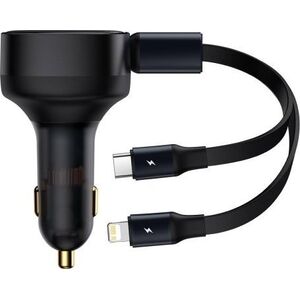 Ładowarka Baseus Ładowarka samochodowa Baseus Enjoyment z kablami USB-C + Lightning 3A, 30W (czarna)