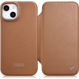 iCarer iCarer CE Premium Leather Folio Case skórzane etui iPhone 14 Plus z klapką magnetyczne MagSafe brązowy (WMI14220715-BN)