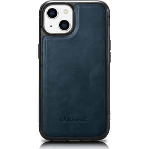 iCarer iCarer Leather Oil Wax etui pokryte naturalną skórą do iPhone 14 Plus (kompatybilne z MagSafe) niebieski (WMI14220719-BU)