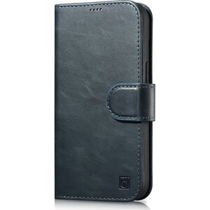 iCarer iCarer Oil Wax Wallet Case 2in1 etui iPhone 14 Pro skórzany pokrowiec z klapką Anti-RFID niebieski (WMI14220722-BU)