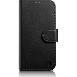 iCarer iCarer Wallet Case 2in1 etui iPhone 14 Plus skórzany pokrowiec z klapką Anti-RFID czarny (WMI14220727-BK)