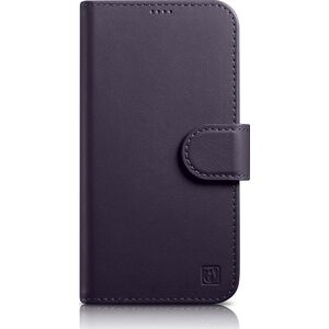 iCarer iCarer Wallet Case 2in1 etui iPhone 14 Pro skórzany pokrowiec z klapką Anti-RFID ciemnofioletowy (WMI14220726-DP)