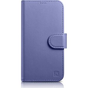 iCarer iCarer Wallet Case 2in1 etui iPhone 14 Plus skórzany pokrowiec z klapką Anti-RFID jasnofioletowy (WMI14220727-LP)