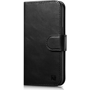 iCarer iCarer Oil Wax Wallet Case 2in1 etui iPhone 14 skórzany pokrowiec z klapką Anti-RFID czarny (WMI14220721-BK)