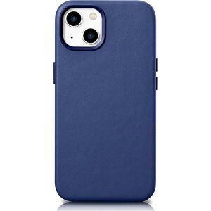 iCarer iCarer Case Leather pokrowiec etui z naturalnej skóry do iPhone 14 niebieski (WMI14220705-BU) (kompatybilne z MagSafe)