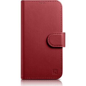 iCarer iCarer Wallet Case 2in1 etui iPhone 14 Pro skórzany pokrowiec z klapką Anti-RFID czerwony (WMI14220726-RD)