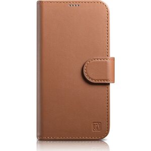 iCarer iCarer Wallet Case 2in1 etui iPhone 14 Pro Max skórzany pokrowiec z klapką Anti-RFID brązowy (WMI14220728-BN)