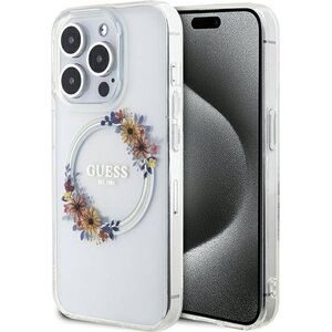 Guess GUESS GUHMP15XHFWFCT IPHONE 15 PRO MAX 6.7" TRANSPARENT HARDCASE IML FLOWERS WREATCH MAGSAFE standard