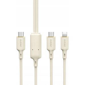 Kabel USB Dudao USB-C - USB-C + Lightning 1.2 m Beżowy (DDA335)
