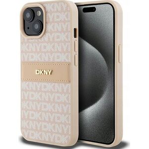 DKNY DKNY DKHCP15MPRTHSLP iPhone 15 Plus / 14 Plus 6.7" różowy/pink hardcase Leather Mono Stripe & Metal Logo