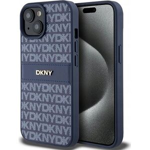 DKNY DKNY DKHCP15SPRTHSLB iPhone 15 / 14 / 13 6.1" niebieski/blue hardcase Leather Mono Stripe & Metal Logo