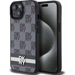 DKNY DKNY DKHCP15SPCPTSSK iPhone 15 / 14 / 13 6.1" czarny/black hardcase Leather Checkered Mono Pattern & Printed Stripes