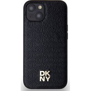 DKNY DKNY DKHMP14SPSHRPSK iPhone 14 / 15 / 13 czarny/black hardcase Leather Monogram Pattern Metal Logo MagSafe