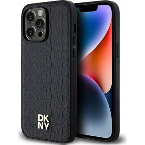 DKNY DKNY DKHMP14XPSHRPSK iPhone 14 Pro Max 6.7" czarny/black hardcase Leather Monogram Pattern Metal Logo MagSafe