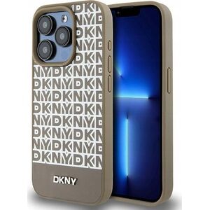 DKNY DKNY DKHMP15XPSOSPW iPhone 15 Pro Max 6.7" brązowy/brown hardcase Leather Printed Pattern Metal Logo MagSafe